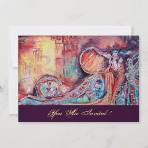 Invitation ARCADIE - PLANTE Bleu rouge rose rouge Champagne