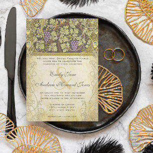 Invitation Arch Art Nouveau Paon Oiseaux Vignoble Mariage 
