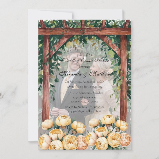 Invitation Arch Beurre-Jaune Photo Mariage Couples Douche (Devant)