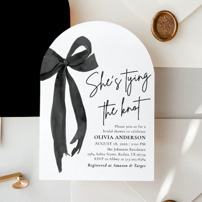 Invitation Arch Black Bow Elle noue la Fête des mariées de no (Créateur téléchargé)
