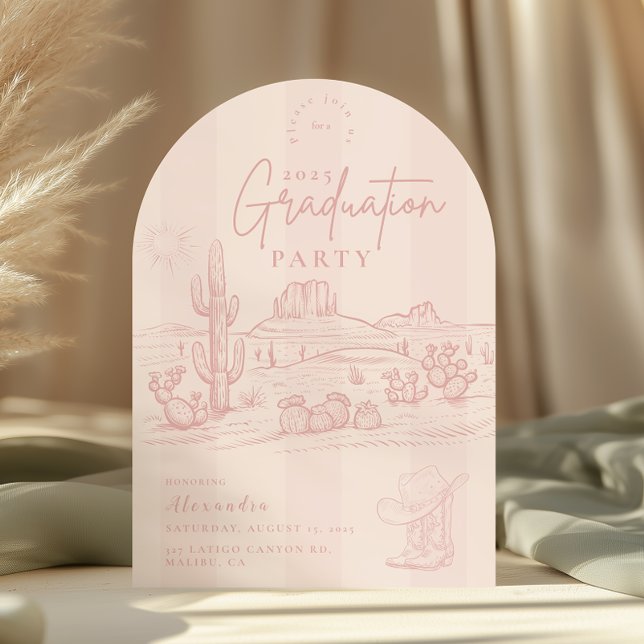 Invitation Arch Blush Pink Cowgirl Graduation (Créateur téléchargé)