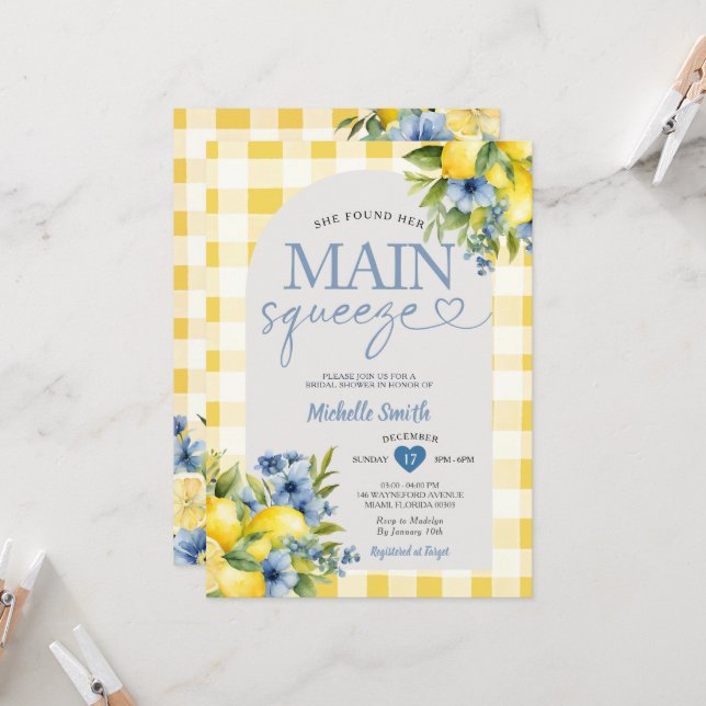 Invitation Arch Boho Elle A Trouvé Son Citron Fête des mariée (Devant/Arrière en situation)