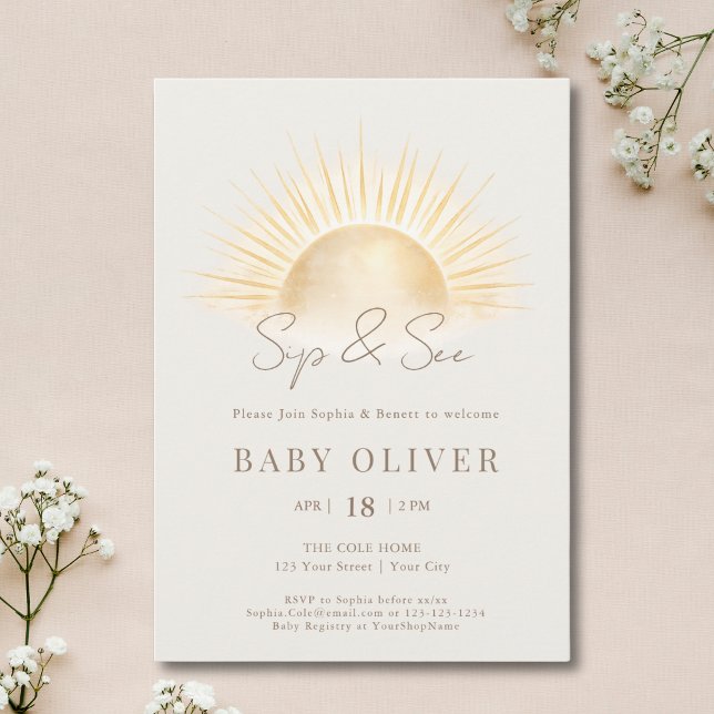 Invitation Arch Boho Or Soleil Doré Beige (Créateur téléchargé)
