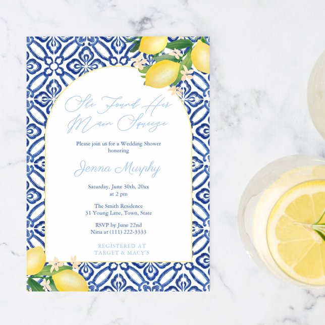 Invitation Arch Capri Citrons Grande Ténacité Fête de Mariage (Créateur téléchargé)