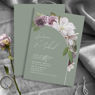 Invitation Arch Florals Mariage Sage Green D967