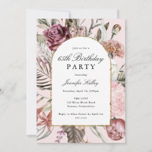 Invitation Arch Frame Botanique Anniversaire, Rose