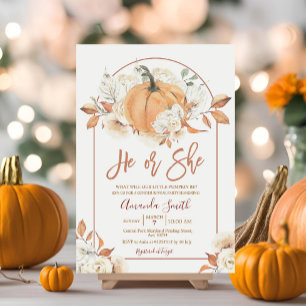 Invitation Arch He or She Boho Rustic Citrouille Genre Reveil