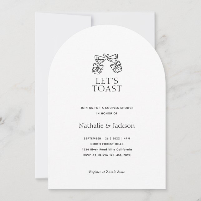 Invitation Arch Minimalist Champagne Couple Shower Bridal (Devant)