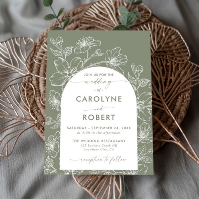 Invitation Arch minimaliste Sage Green Boho Mariage photo (Créateur téléchargé)