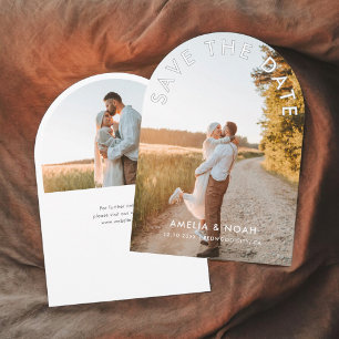 Invitation Arch Modern Photo Mariage Enregistrer La Date