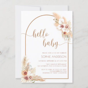 Invitation Arch moderne Boho Pampas Baby shower en herbe