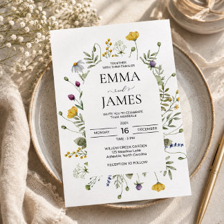 Invitation Arch Moderne Fleurs Sauvages Mariage Prairie Flora