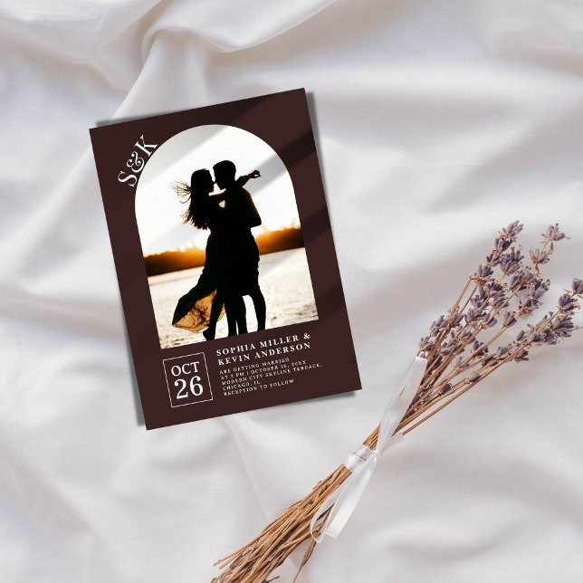 Invitation Arch moderne I Photo I Cocaca Brown I Mariage (Créateur téléchargé)