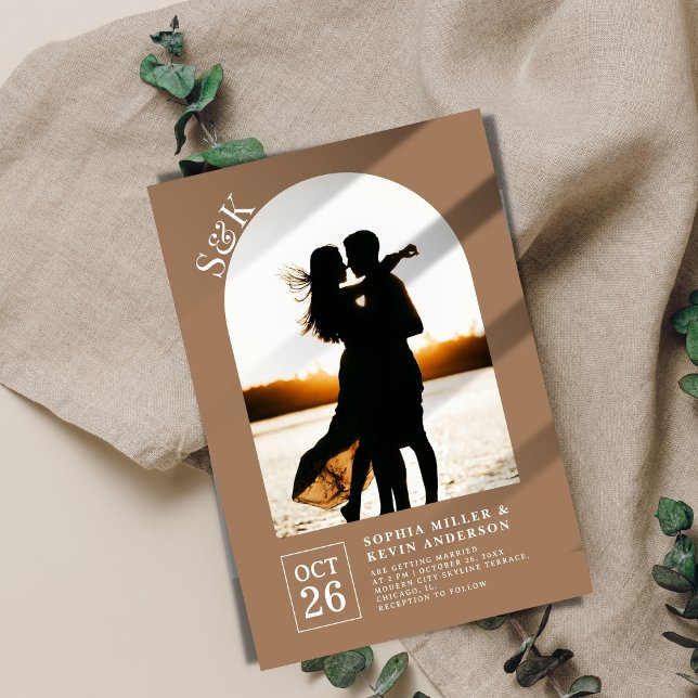 Invitation Arch moderne I Photo I Cuir I Mariage (Créateur téléchargé)