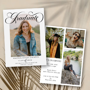 Invitation Arch Photo Collage noir blanc Graduation