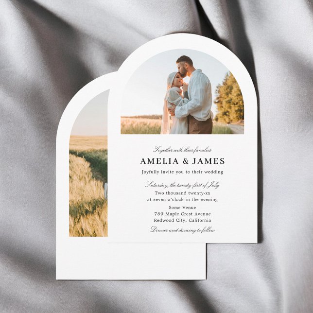 Invitation Arch Photo Elegant Mariage de calligraphie (Créateur téléchargé)