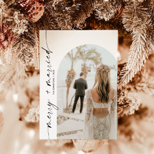 Invitation Arch Photo Merry & Married Holiday Card