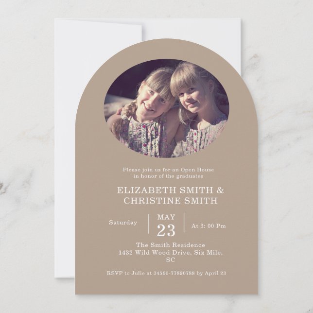 Invitation Arch Photo Twin College Lycée Graduation (Dos)