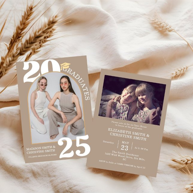 Invitation Arch Photo Twin College Lycée Graduation (Créateur téléchargé)