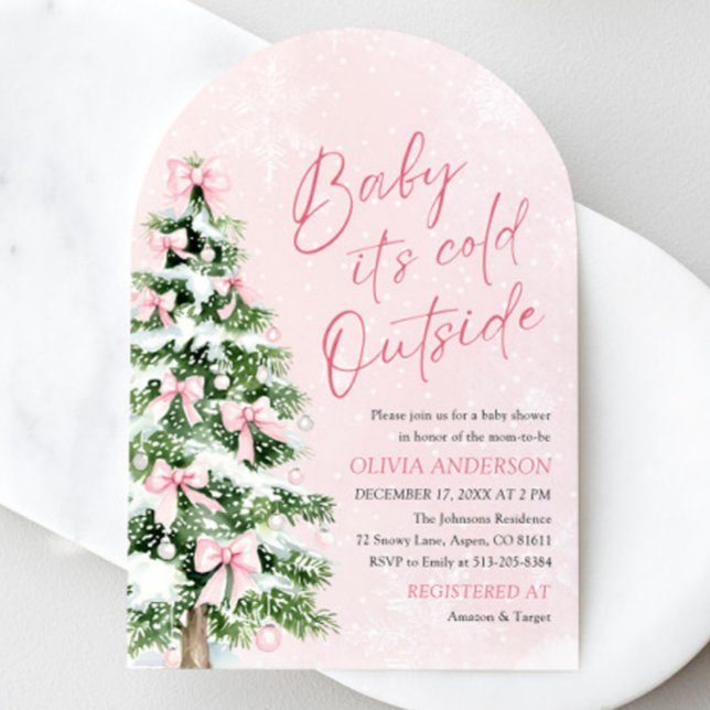 Invitation Arch Pink Bow Baby Il fait froid dehors Baby showe (Arch Pink Bow Baby It's Cold Outside Baby Shower Invitation)
