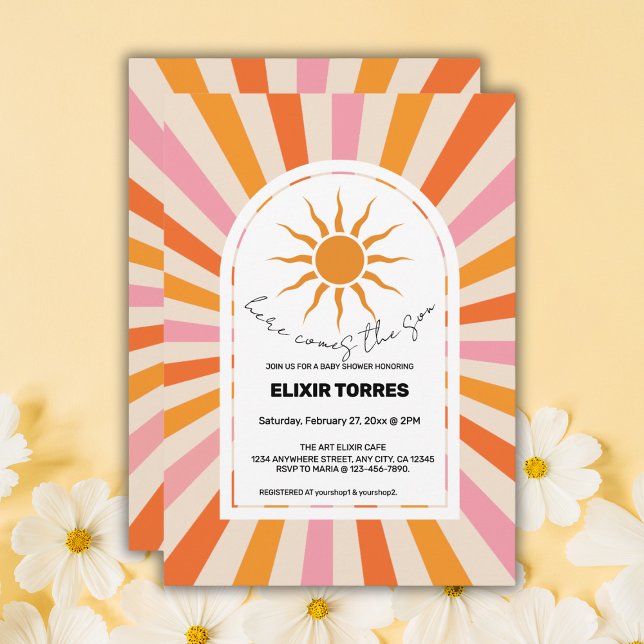 Invitation Arch Retro Voici Le Baby shower Fils (Créateur téléchargé)