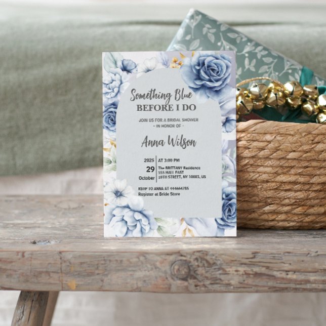 Invitation Arch Something Blue Avant Moi Fête de Fiançailles  (Arch Something Blue Before I Do Bridal Shower Invitation watercolor garden party elegant botanical )