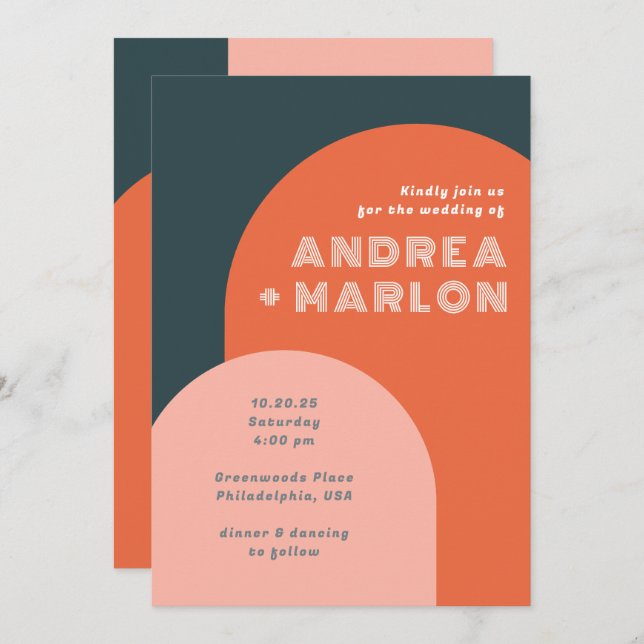 Invitation Arch Super Mariage rétro (Devant / Derrière)