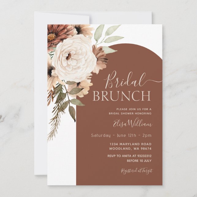 Invitation Arch Terracotta Floral Boho Bridal Brunch (Devant)