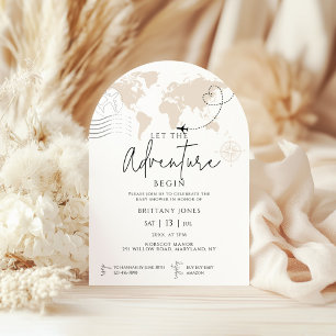 Invitation Arch World Map voyage aventure commence baby showe