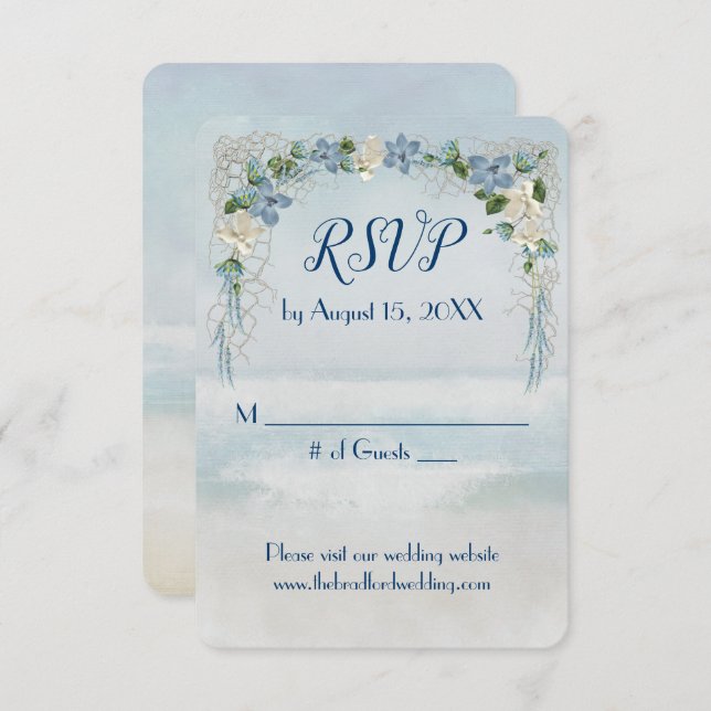 Invitation Arche à fleurs Mariage Océan RSVP (Devant / Derrière)
