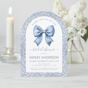 Invitation Arche à ruban bleu pour douche de mariée, motif fl