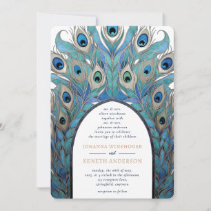 Invitation Arche Abstraite Peacock Monogramme