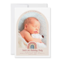 Arche arc en ciel Photo 1er Anniversaire Inviation