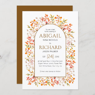 Invitation Arche avec feuilles et baies brun mariage