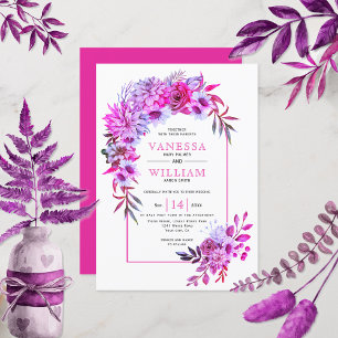 Invitation Arche avec magenta fleurs roses mariages floraux