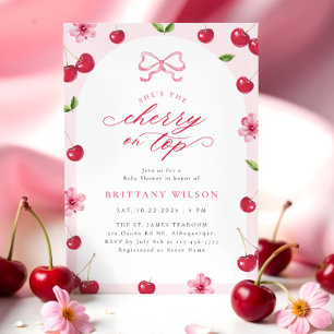 Invitation Arche Baby Shower Cerise sur le dessus