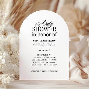 Invitation Arche   Baby shower noir et blanc de luxe classiqu