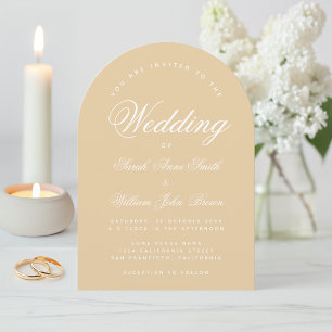 Invitation Arche Beige mariage Moderne Simple Calligraphie