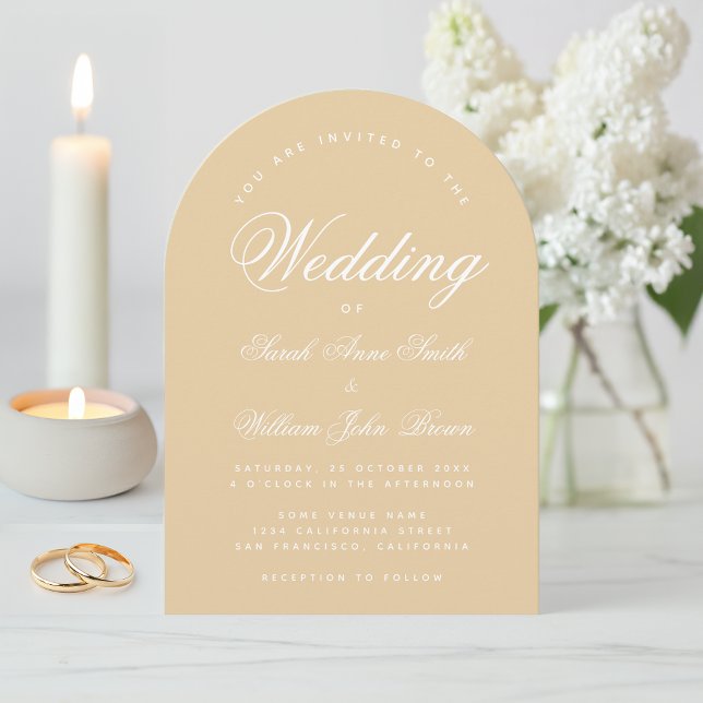 Invitation Arche Beige mariage Moderne Simple Calligraphie (Créateur téléchargé)