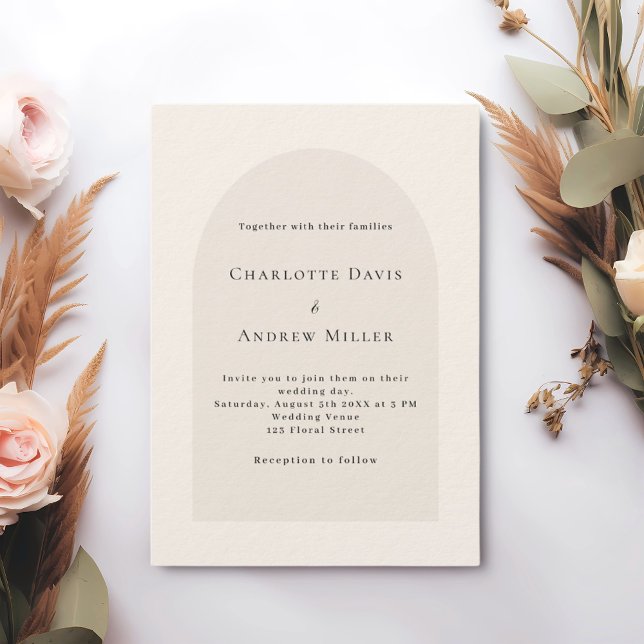 Invitation Arche beige simple mariage de luxe élégant (Créateur téléchargé)