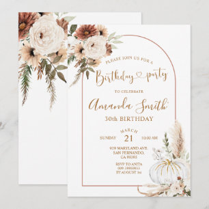 Invitation Arche Bohème de citrouille Anniversaire 30 ans Fêt