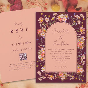 Invitation Arche Bohème Fleur Sauvage Mariage d'Automne Bourg