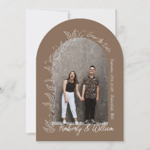 Invitation Arche Brown Feuille Botanique Enregistrer la date