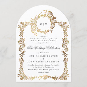 Invitation Arche classique classique monogramme de crête