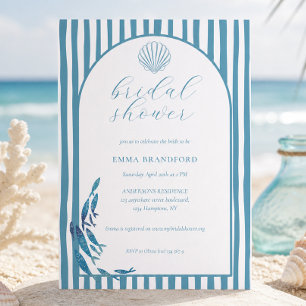 Invitation Arche Côtière Bleue et Blanche pour une Baby Showe