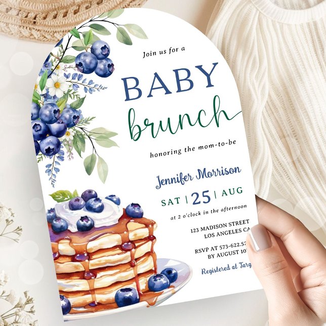 Invitation Arche de Baby Brunch Bébé Garçon Fleur de Bleuet (Créateur téléchargé)