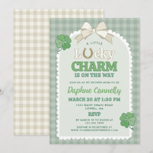 Invitation Arche de Baby Shower Chance Porte-Bonheur Ruban Bl