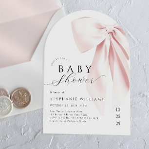 Invitation Arche de Baby shower de cou rose