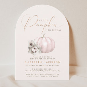 Invitation Arche de Baby Shower Fille Petite Citrouille Aquar