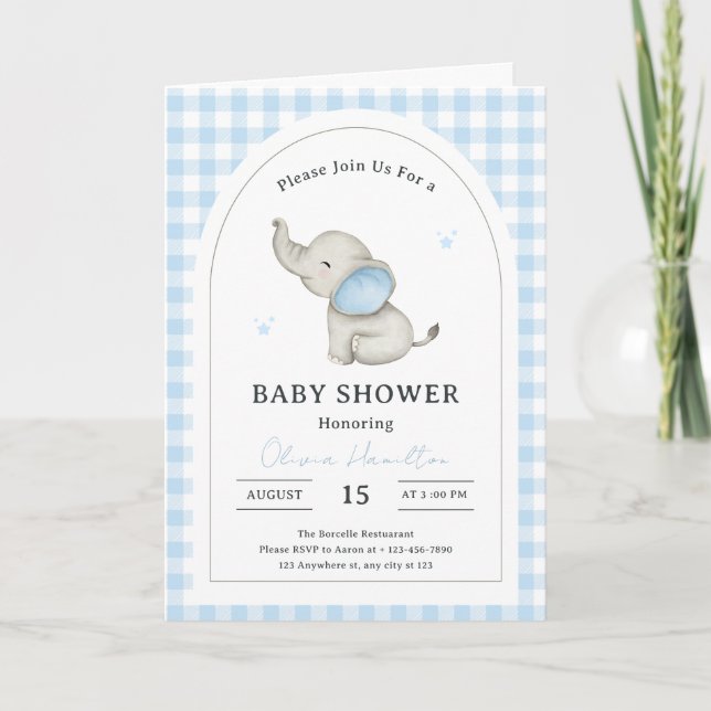 Invitation Arche de Baby Shower Garçon à l'aquarelle (Devant)